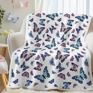 Boersma Purple Butterfly Throw Blanket – Soft, Lightweight & Plush, 50"x60" Cozy Blanket for Bed, Couch, or Gift (Colorful Butterfly) - 1 of 4