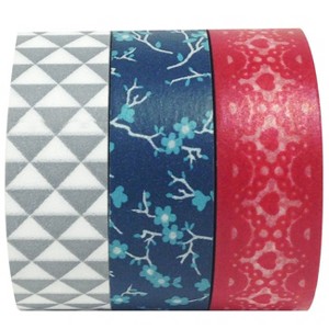 Wrapables Red White and Blue Japanese Washi Masking Tape (Set of 3) - 1 of 3