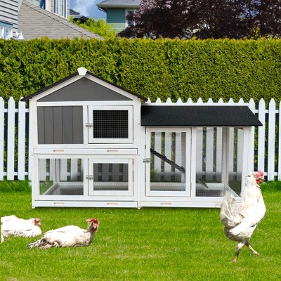 GDFStudio Hornby 61" Fir Wood and Metal Outdoor Rabbit Hutch with Removable Tray For Small Animal