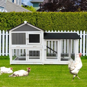 GDFStudio Hornby 61" Fir Wood and Metal Outdoor Rabbit Hutch with Removable Tray For Small Animal - 1 of 4