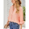 Womens Button Down Shirt Linen Button Up Shirts for Women Long Sleeve Dress Shirt Collared Blouse Tops Tunics - 4 of 4