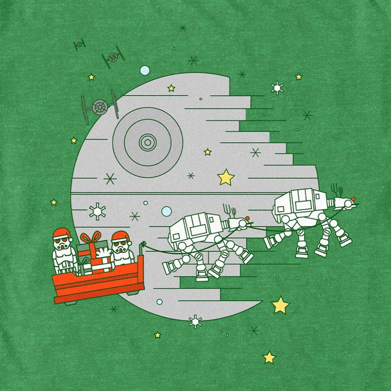 Men's Star Wars Christmas Death Star Scene T-Shirt, 2 of 4