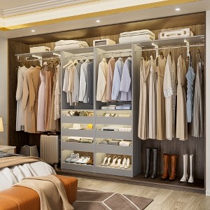 Aheaplus 80.5"-120" Reach In Closet System with 6 Drawers - 1 of 4