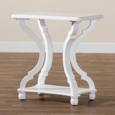 Cianna White Wood Rectangular End Table with Open Shelf
