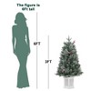 3/4.5 ft Pre-Lit Potted Flocked Christmas Tree, Artificial Christmas Tree with 78 Warm White Led Lights - 2 of 4