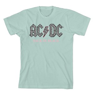 AC/DC Back In Black Gray Leopard Print Girl's Light Green Crew Neck Short Sleeve T-shirt - 1 of 2