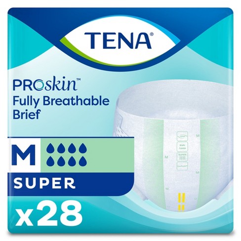 Tena Proskin Super Incontinence Brief, Heavy Absorbency, Unisex, Medium, 28  Count, 2 Packs, 56 Total : Target