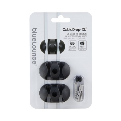 3pk CableDrop XL2 Cable Anchor Black - BlueLounge