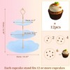 Unique Bargains 3 Tier Dessert Cupcake Stand Round with Tiered Serving Tray for Donuts Fruits Blue Gold Tone - 2 of 4