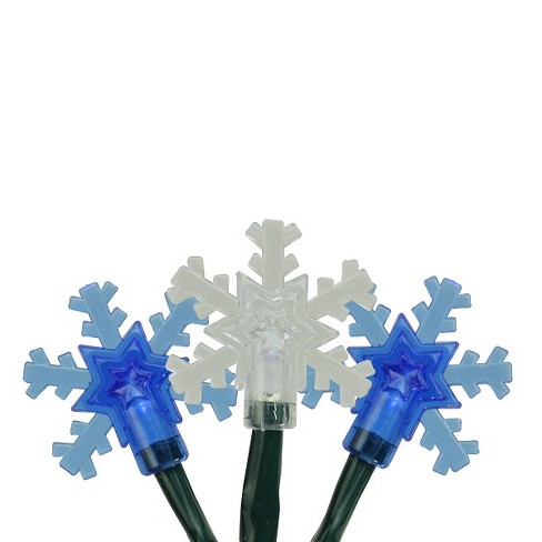 Northlight 10ct Battery Operated Snowflake Led Christmas Lights Blue 3 8 Green Wire Target