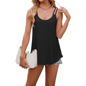 Women's Round Neck Tank Top Summer Casual Sleeveless T-shirt - 1 of 4