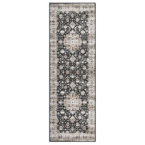 Washable Vintage Rug Non Slip Low Pile Rug Soft Throw Floor Cover Foldable Indoor Carpet for Living Room Bedroom Office - 1 of 4