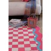 Lany Space Pink and Blue Lace Checkered Rug - 2 of 4