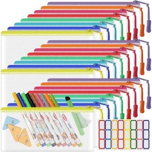 Fmeida 24 Pack Mesh Zipper Pouch Bags Small, Zipper Pencil Pouches, 9.2 x 4.7 in Clear Pencil Pouch Bulk, Pencil Bags with Zipper - 1 of 4