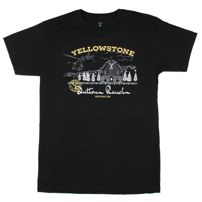Yellowstone TV Show Men's Helicopter Dutton Ranch Montana T-Shirt Adult