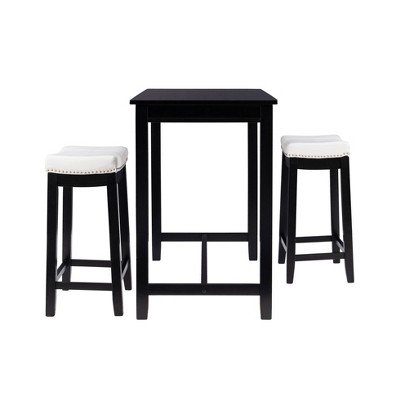 Claridge 51.5'' Black Counter Height Dining Set with White Faux Leather Chairs