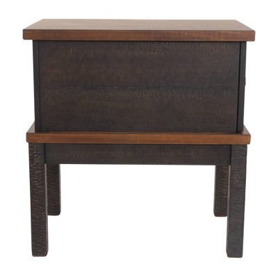 Gray and Brown Rectangular Wood Chair Side Table with Storage