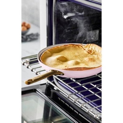 Blush Pink Ceramic Nonstick 10-Piece Cookware Set with Gold Handles