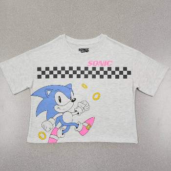 Girls' Sonic Boxy Short Sleeve Graphic T-Shirt - Heather Gray
