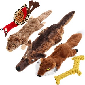 LotFancy 5Pcs Dog Squeaky Toys No Stuffing, Crinkle Dog Chew Toys for Small Dogs - 1 of 4