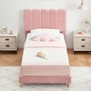 Twin Upholstered Platform Bed Frame with Wave Headboard, Wood Slats, No Box Spring Needed, for Kids or Teens - 4 of 4