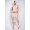 Slickblue Women's Lace Midi Dress With Rhinestones, Mesh Detail, Side Slit Evening Style, Black/Grey/Tan, Size S-L - 3 of 4