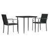 vidaXL Patio Dining Set Table and Chair with Cushions Poly Rattan and Steel - Black 31.5" Table Length 2 Items - 3 of 4