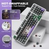 MaseiKar B98 Wireless Mechanical Keyboard,Hot Swappable,Full Numpad,Creamy Linear Switches,Gasket Mounted,Custom RGB Backlit(Grey,Cocoa Cream V2) - 3 of 4