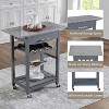 MaseiKar Mobile Rolling Kitchen Island Trolley Serving Cart with Underneath Drawer & Slide-Out Wire Storage Basket - 4 of 4
