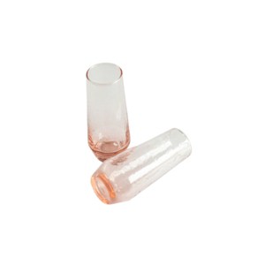 Slickblue Hammered Glass Champagne Flutes, Handblown Stemless Set of 2 in Blush or Clear - 1 of 4