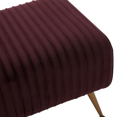 Giotto Cabernet Velvet Bench with Brass Legs