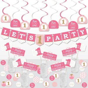 Big Dot of Happiness 1st Birthday Girl - Fun to be One - First Birthday Party Supplies Decoration Kit - Decor Galore Party Pack - 51 Pieces - 1 of 4