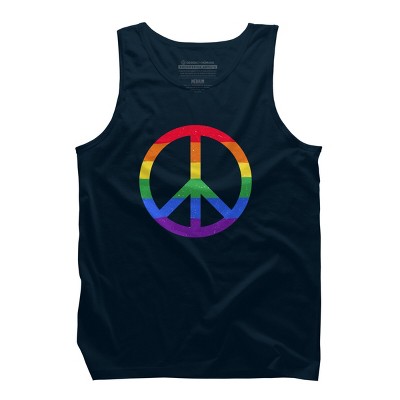 Adult Design By Humans Rainbow Pride and Peace Sign By JuanMedina Tank Top
