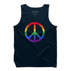 Adult Design By Humans Rainbow Pride and Peace Sign By JuanMedina Tank Top - 1 of 2