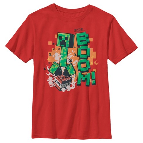 Boy's Minecraft Creeper Boom T-shirt - Red - Medium : Target