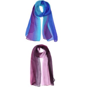 Elerevyo Women Long Chiffon Lightweight Gradient Color Scarves 2 Pcs - 1 of 4