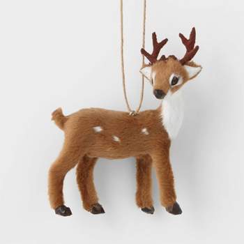 Faux Fur Deer Christmas Tree Ornament Dark Brown with Spots - Wondershop™