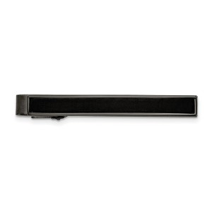 Black Bow Jewelry Gun Metal Plated Stainless Steel & Carbon Fiber Tie Bar Clip, 6 x 55mm - 1 of 4