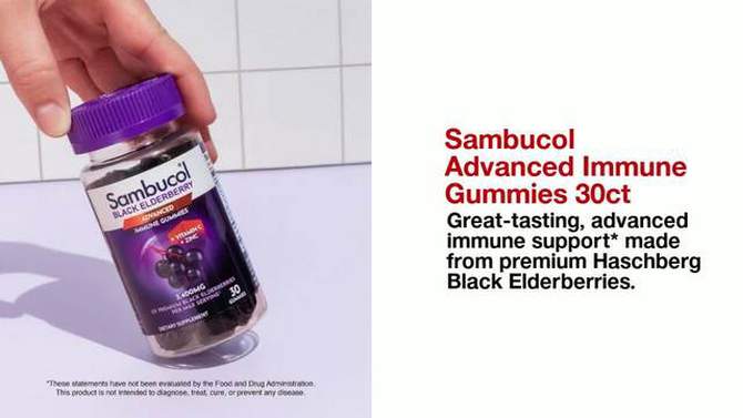 Sambucol Black Elderberry Immune Support Vegan Gummies with Vitamin C and Zinc - 30ct, 2 of 13, play video