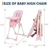 Baby High Chair, Foldable Feeding Chairs for Babies and Toddlers, Adjustable Height/Backrest/Footrest, Removable Tray, Fast Folding Kids Chair - 2 of 4