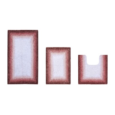 Torrent Collection 3 Piece 100% Soft Cotton Tufted Weave Bath Rug Set, Ombre Pattern, Super Soft & Absorbent, Machine Washable Bathroom Mats