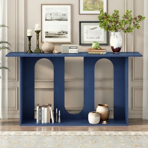 KIGFTSOD Modern and Curved Design Ash Veneer Console Table with Shelf, Suitable for Entryway, Hallway Living Room, Foyer, Corridor - 1 of 4