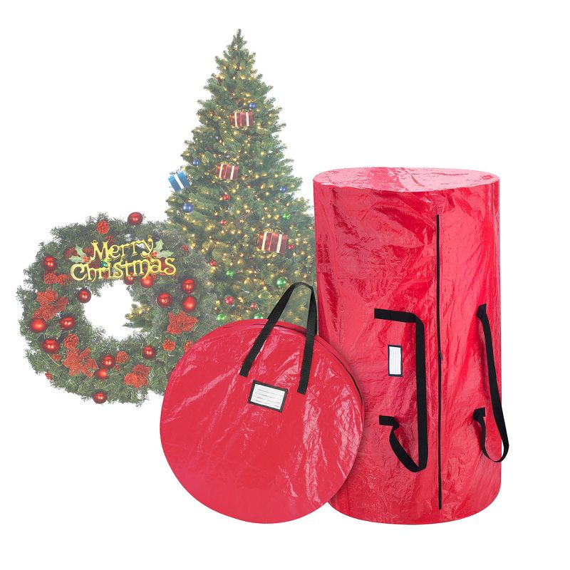 Hastings Home Storage Bag Set - Zippered Totes for Artificial Trees and 30-Inch Holiday Wreaths, 1 of 8