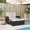 vidaXL Patio Sofa Black Poly Rattan 2-seater - 3 of 4