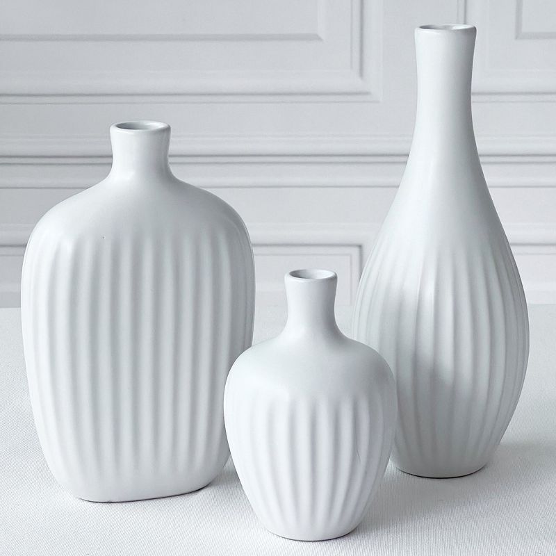 Kate Aspen White Textured Ceramic Minimalist Vase (Set of 3) | 23277NA, 5 of 10