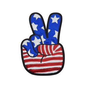 Independence Day Sequin American Flag Iron On Patch Glitter Patriotic USA 4th of July Craft Sewing Embroidery Clothing Patch Decoration - 1 of 4