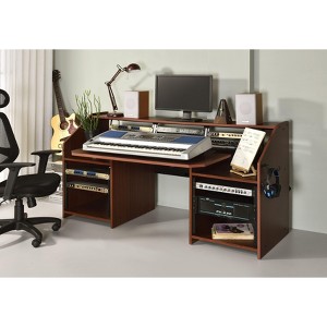 NicBex Home Office Desk 26" L Morden Music Desk with Storage Shelves, Keyboard Tray, Hooks and Wooden Desktop for Study and Work - 1 of 4