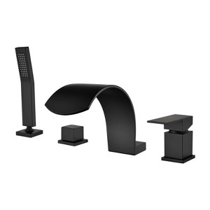 Cobbe Bathroom Tub Faucet Set with Handheld Shower and 3.78-Inch Wide Tub Spout Single Handle Control 4-Hole Installation Matte Black - 1 of 4