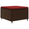vidaXL Patio Lounge Set with Cushions Sectional Sofa Garden Backyard Poly Rattan - Brown and Red 5 Piece - 3 of 4