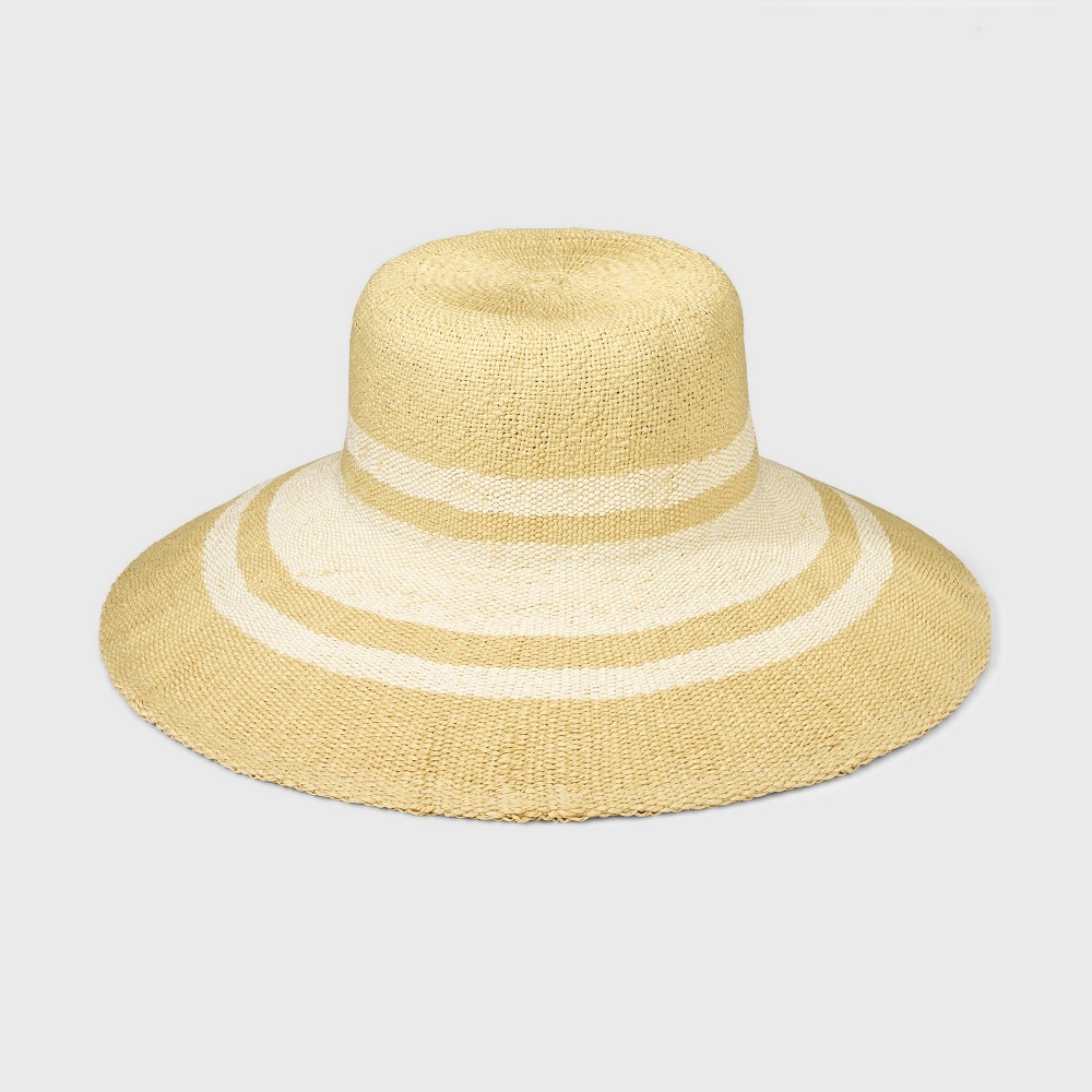 Striped Floppy Down Brim Floppy Hat - A New Day™ Cream S/M